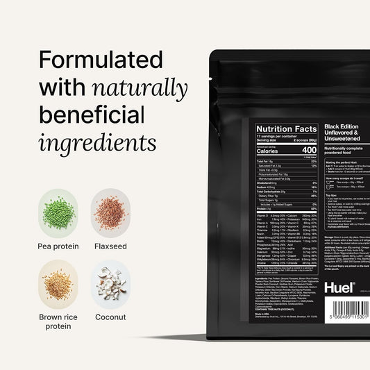 Huel Black Edition | Chocolate 40g Vegan Protein Powder | Meal Replacement | 17 Servings | 8g Fiber | 27 Vitamins and Minerals | Gluten Free | Nutritionally Complete Meal Replacement