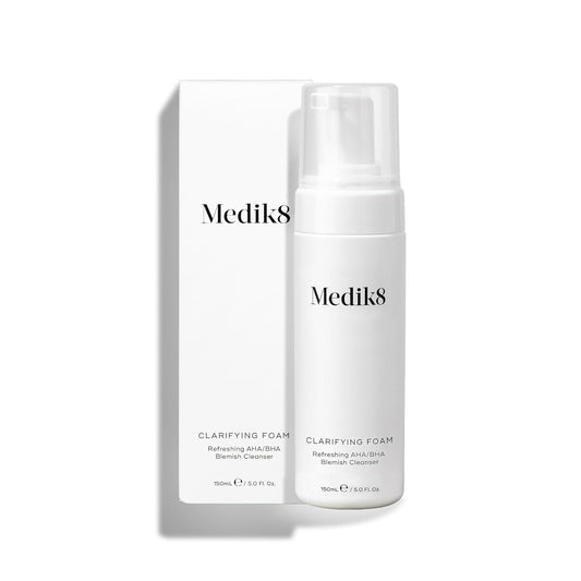 Medik8 Clarifying Foam - Lightweight Exfoliating AHA and BHA Face Cleanser - Salicylic Acid and Nicacinamide - Gentle Foaming Facial Cleanser - 5 oz