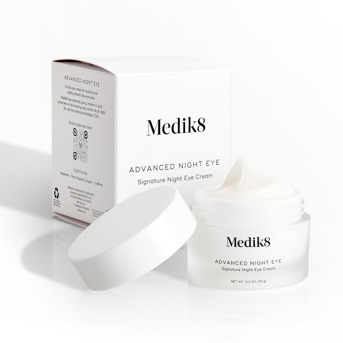 Medik8 Advanced Night Eye Cream - Multi Peptide and Caffeine Eye Cream - Night Moisturizer for Smoothing Wrinkles, Puffiness and Dark Circles - 0.5 oz