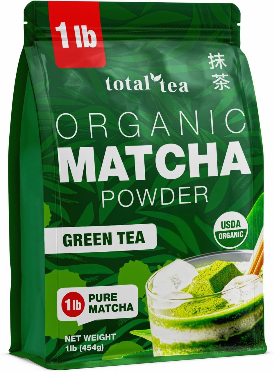 Total Tea USDA Organic Matcha Green Tea Powder 1 Pound Latte Smoothies