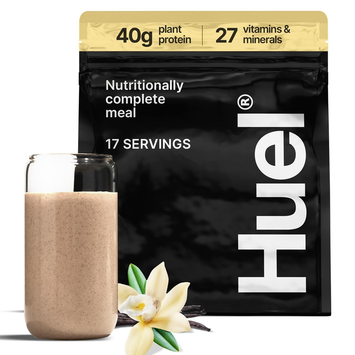 Huel Black Edition | Chocolate 40g Vegan Protein Powder | Meal Replacement | 17 Servings | 8g Fiber | 27 Vitamins and Minerals | Gluten Free | Nutritionally Complete Meal Replacement