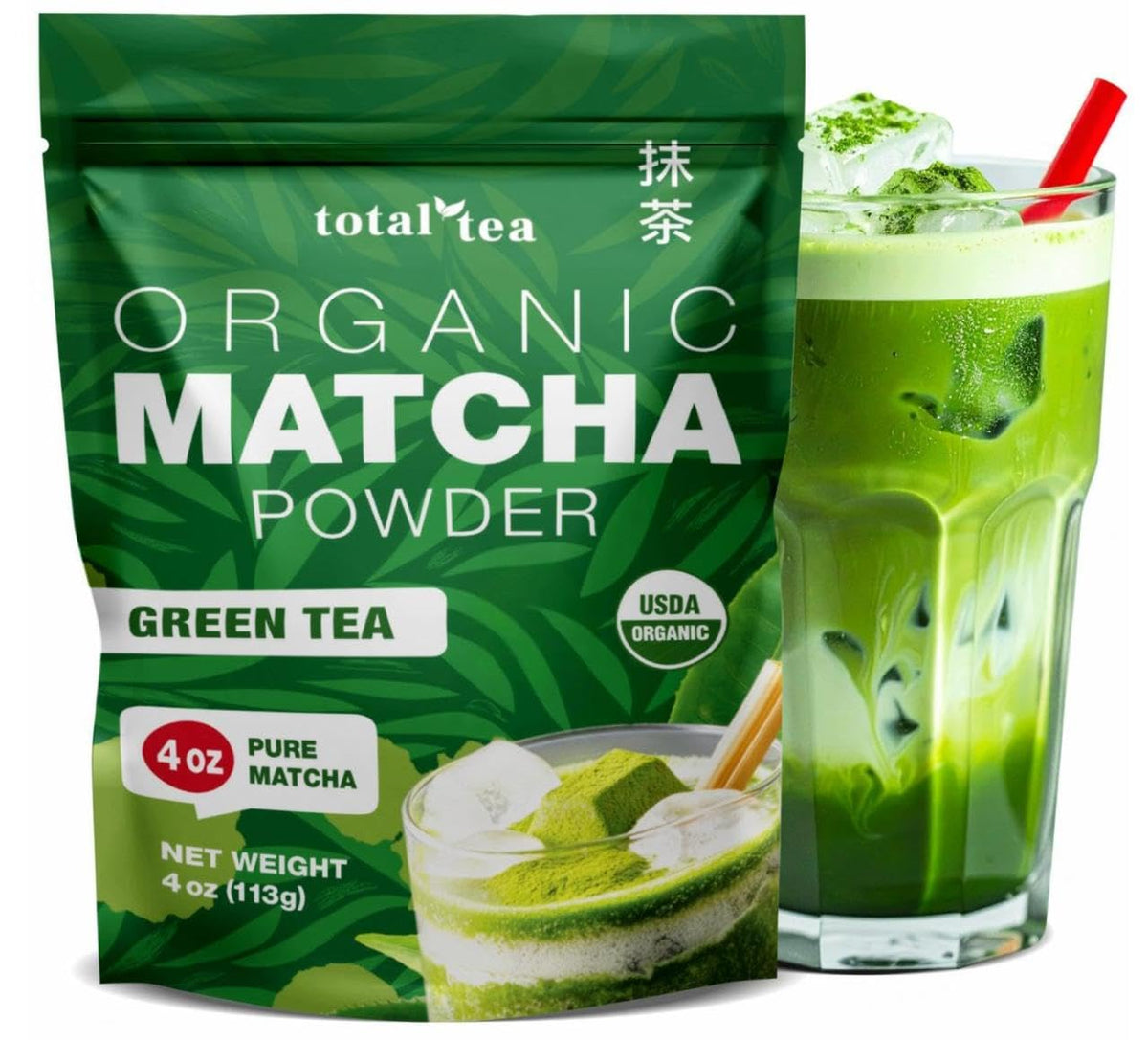 Total Tea USDA Organic Matcha Green Tea Powder 1 Pound Latte Smoothies
