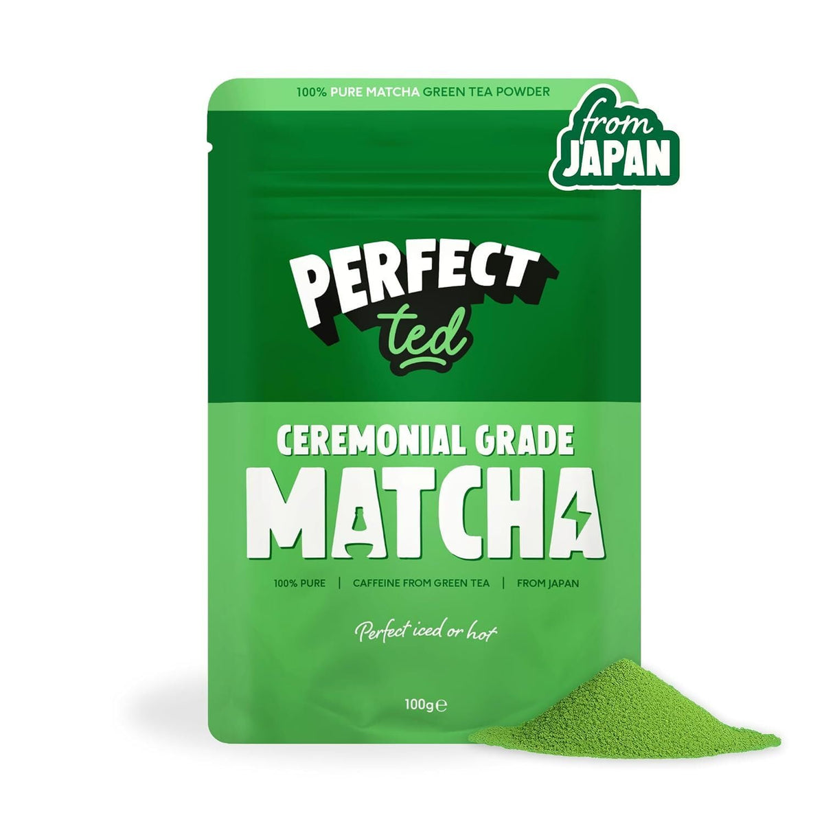 PerfectTed Matcha Powder | Ceremonial Japanese Grade Matcha | 3.53 Ounce