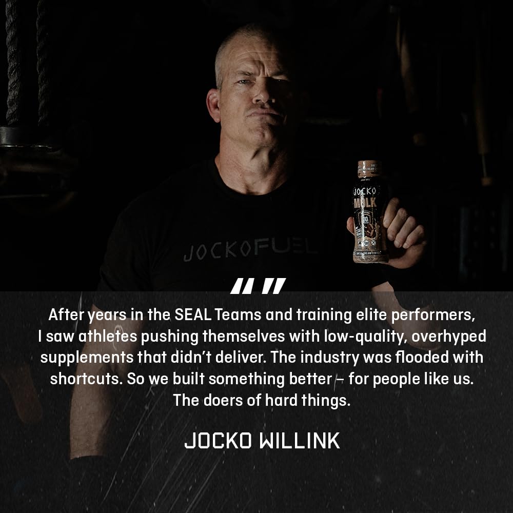 Jocko Mölk 30g Grass Fed Protein Shakes – No Added Sugar Protein Drinks KETO Friendly - Ready to Drink 12 FL Oz (Pack of 12) Banana Cream