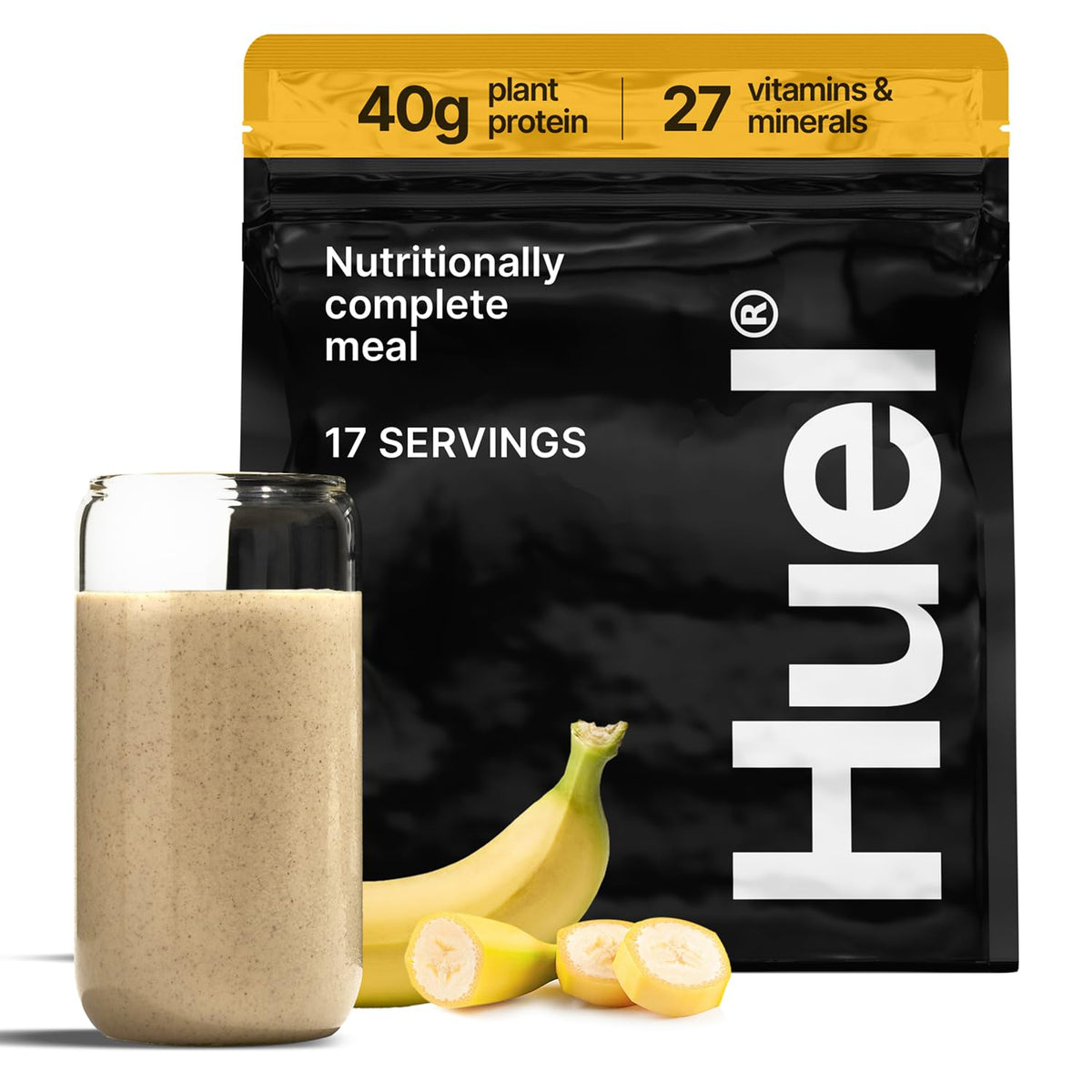 Huel Black Edition | Chocolate 40g Vegan Protein Powder | Meal Replacement | 17 Servings | 8g Fiber | 27 Vitamins and Minerals | Gluten Free | Nutritionally Complete Meal Replacement