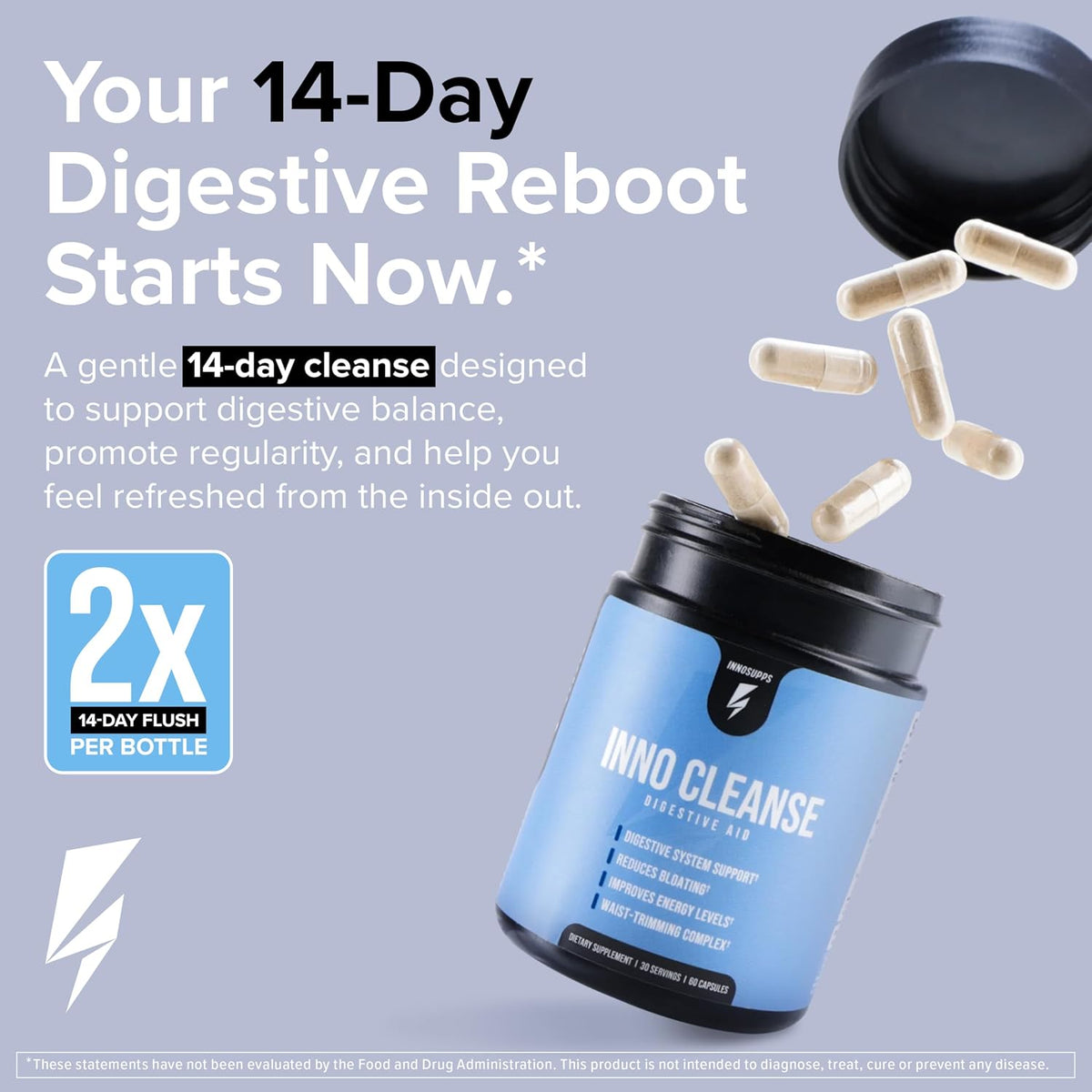 InnoSupps Inno Cleanse 2X 14 Day Colon Cleanse & Detox Flush, 4 Week Supply
