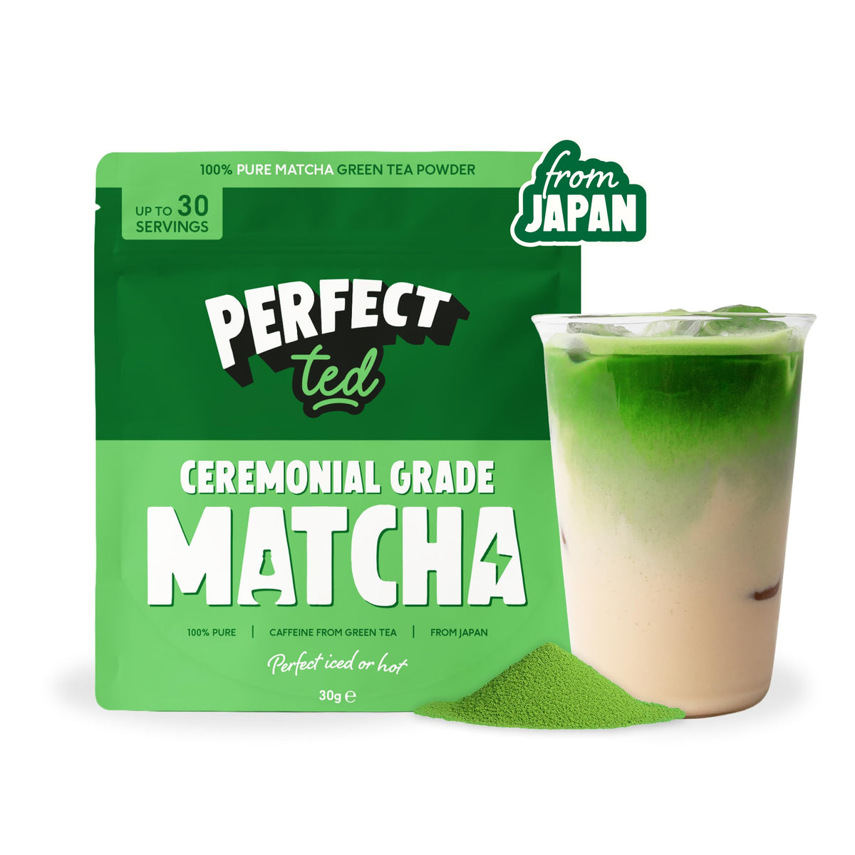 PerfectTed Matcha Powder | Ceremonial Japanese Grade Matcha | 3.53 Ounce