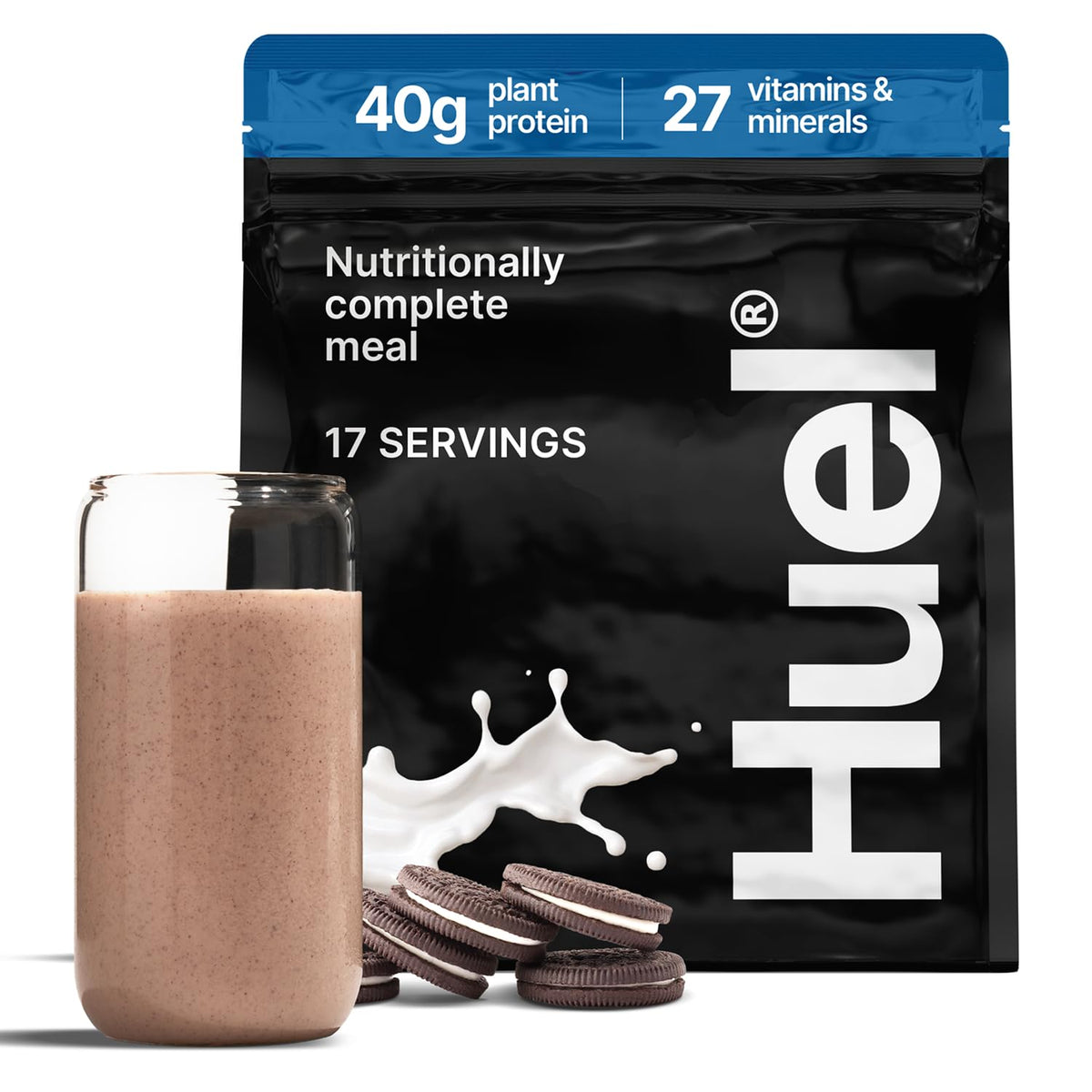 Huel Black Edition | Chocolate 40g Vegan Protein Powder | Meal Replacement | 17 Servings | 8g Fiber | 27 Vitamins and Minerals | Gluten Free | Nutritionally Complete Meal Replacement