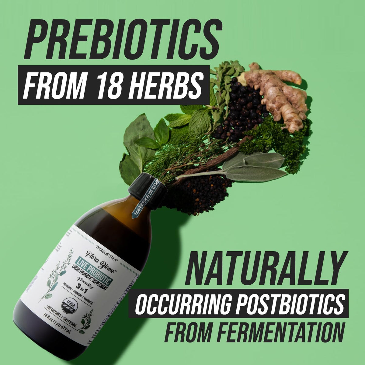 Flora Biome - Organic Live Culture Probiotic, Prebiotic, & Postbiotic