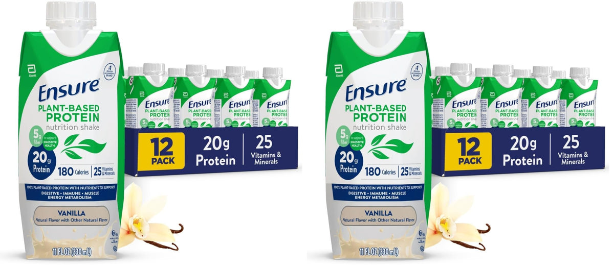 Ensure Plant-Based Protein Shake With 20g Protein, 5g Fiber, Ready to Drink, Chocolate, 11 Fl Oz, 12 Pack