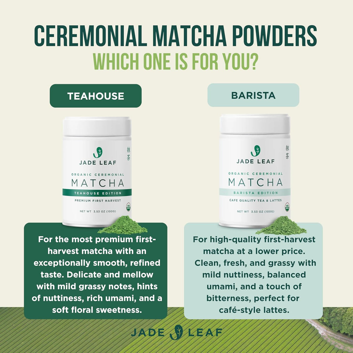 Jade Leaf Matcha Powder, Ceremonial Grade Matcha Powder, 454g / 16oz