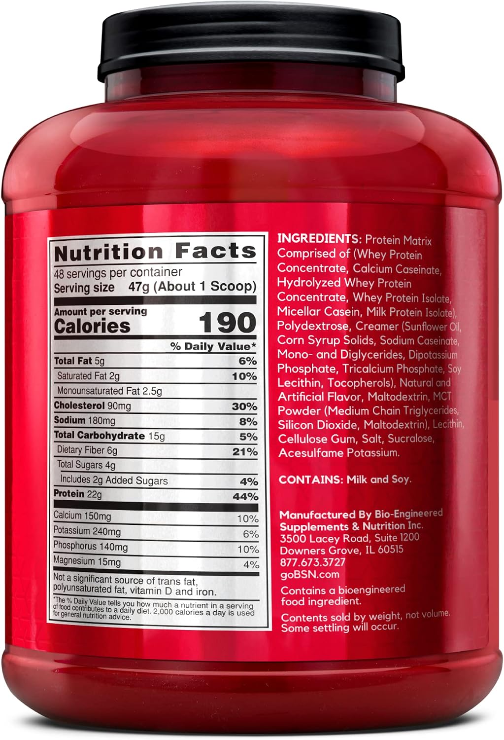 BSN SYNTHA-6 Premium Protein Powder, 6g Fiber, Whey Isolate, 48 Servings