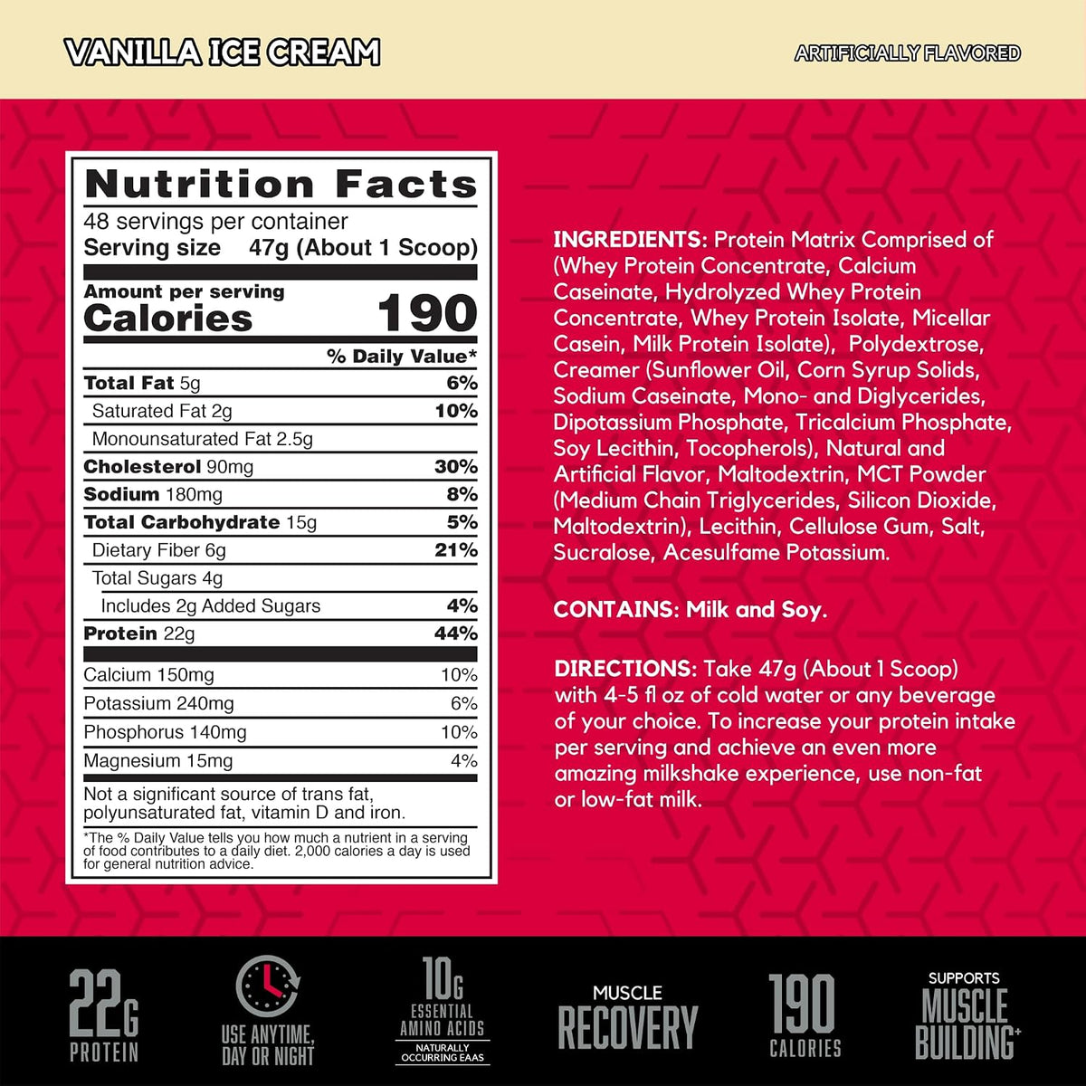 BSN SYNTHA-6 Premium Protein Powder, 6g Fiber, Whey Isolate, 48 Servings