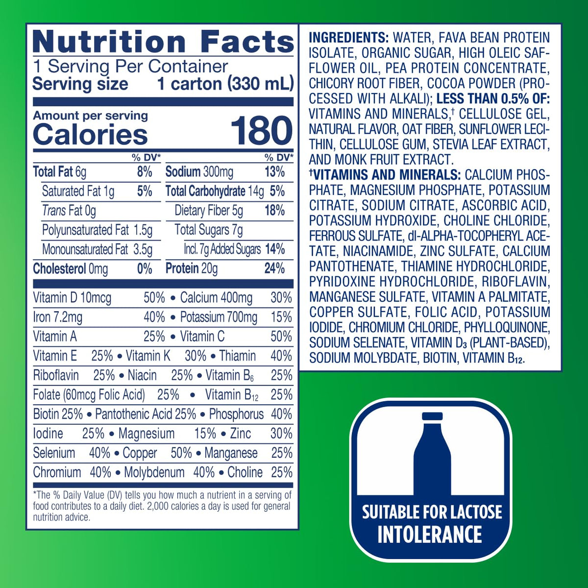 Ensure Plant-Based Protein Shake With 20g Protein, 5g Fiber, Ready to Drink, Chocolate, 11 Fl Oz, 12 Pack